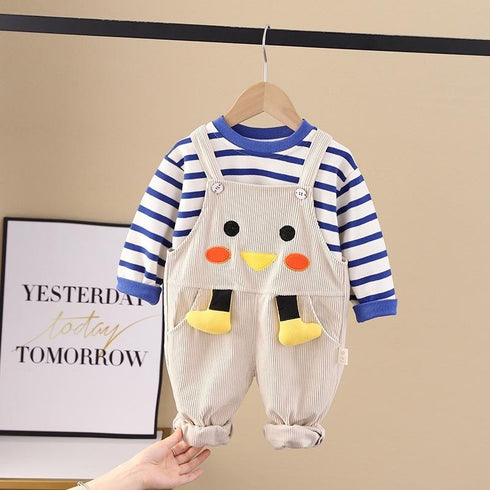 Baby cartoon suspenders two-piece suit